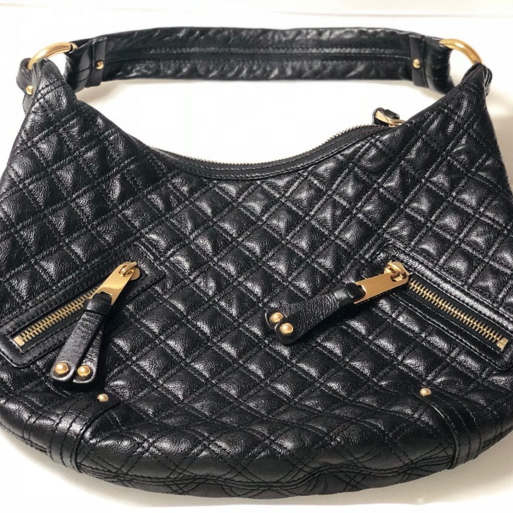 Quilted Leather Hobo with Gold Accents